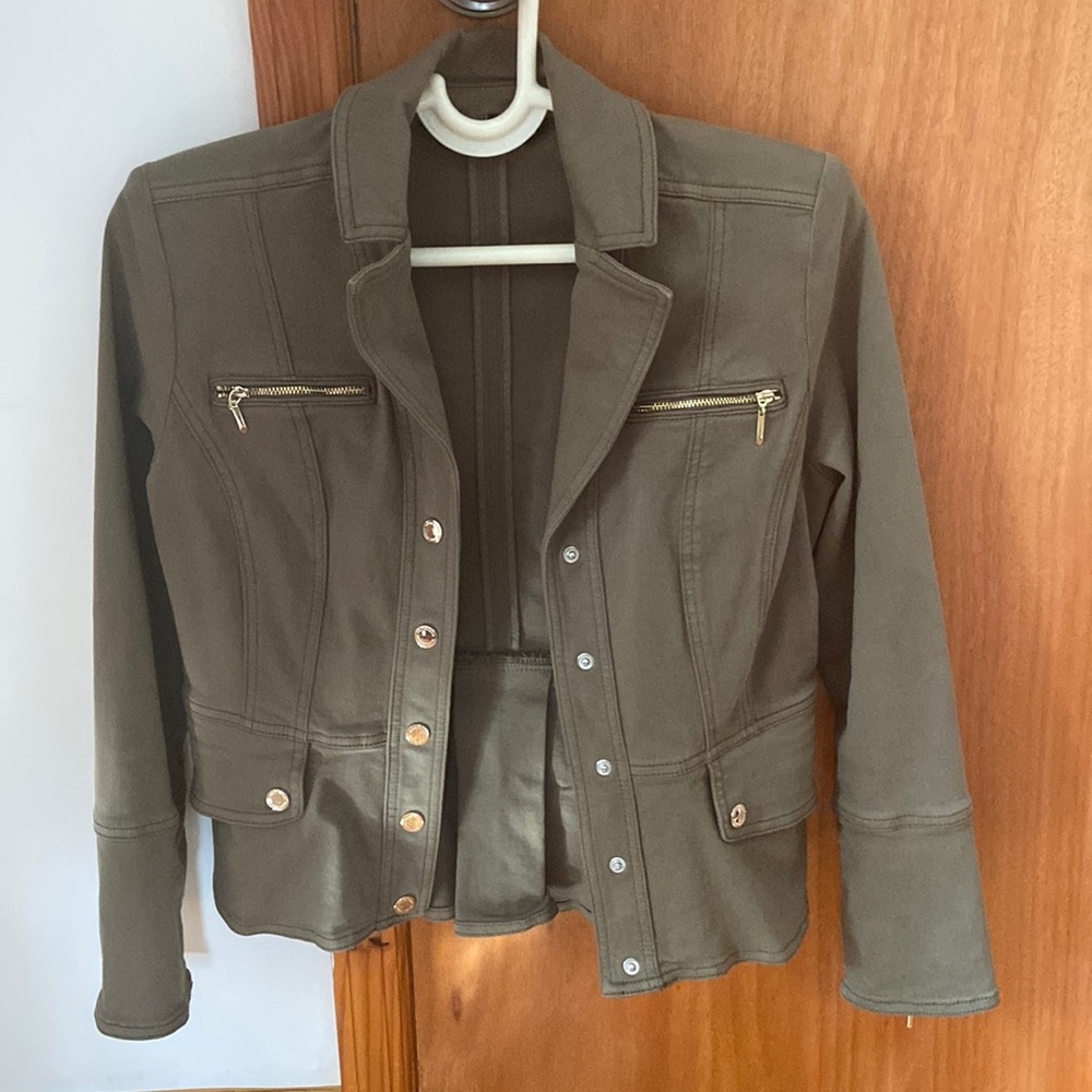 White House Black Market Olive Green Peplum Professional Jacket Blazer 6P